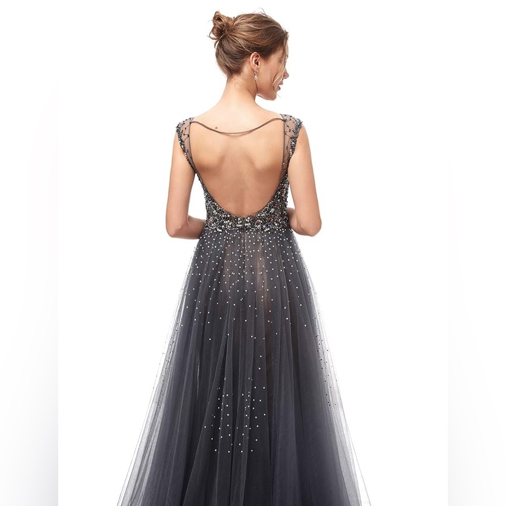 JVN by Jovani Elegant Gray Evening Gown Size 6 JVN46081 Worn Once - Picture 6 of 8